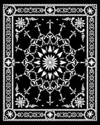 Black White Mandala Floral Border Rug