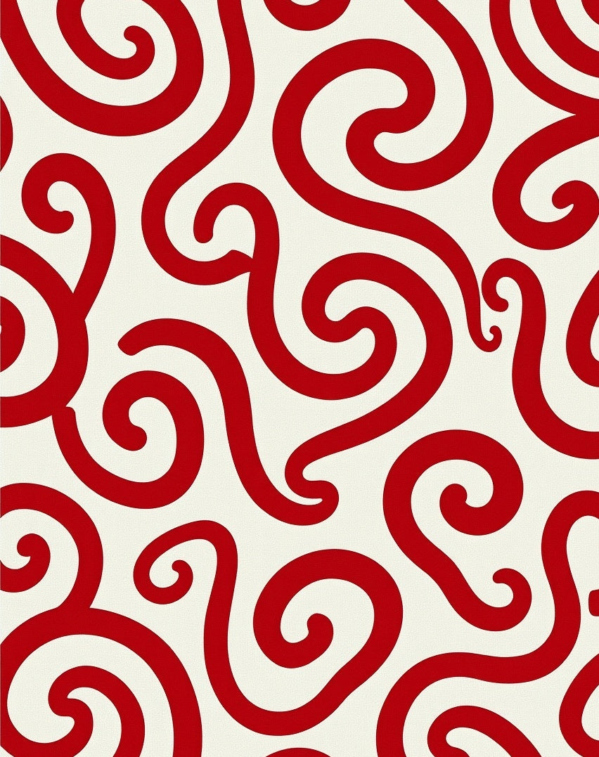 Crimson Swirl Playful Curve Rug