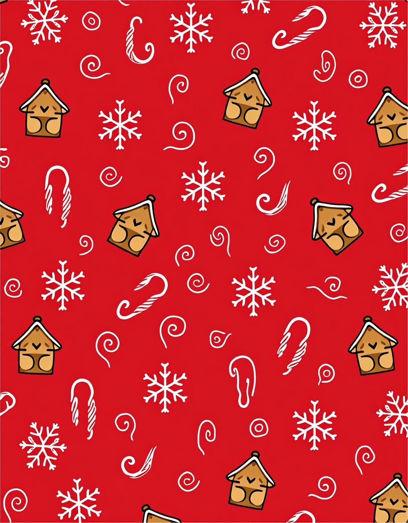 Crimson Gingerbread Snowflakes Candy Canes Swirls Rug