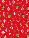 Crimson Gingerbread Snowflakes Candy Canes Swirls Rug