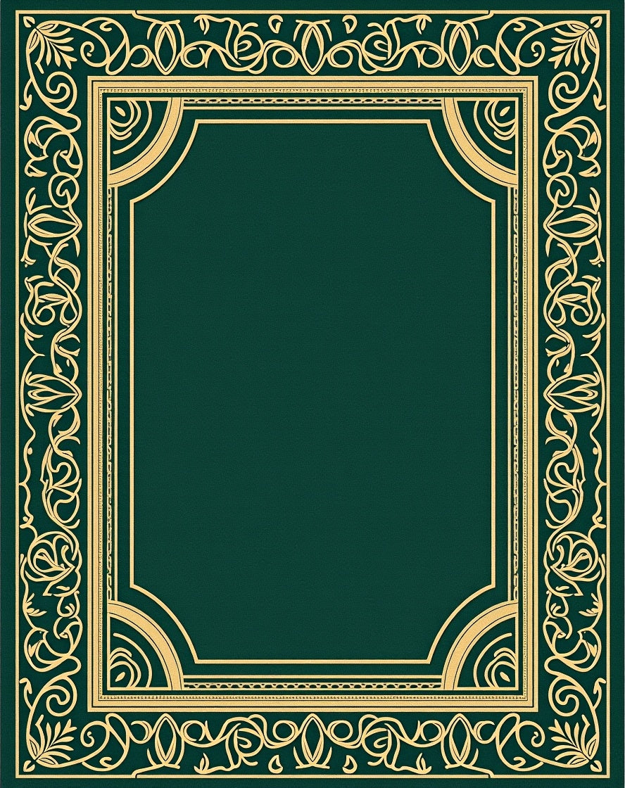 Emerald Gold Ornate Border Rectangular Rug