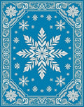 Vivid Blue Snowflake Winter Forest Rug