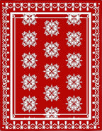 Bold Red Snowflake Medallion Rug
