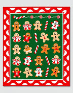 Holiday Gingerbread Man Candy Cane Polka Dot Rug