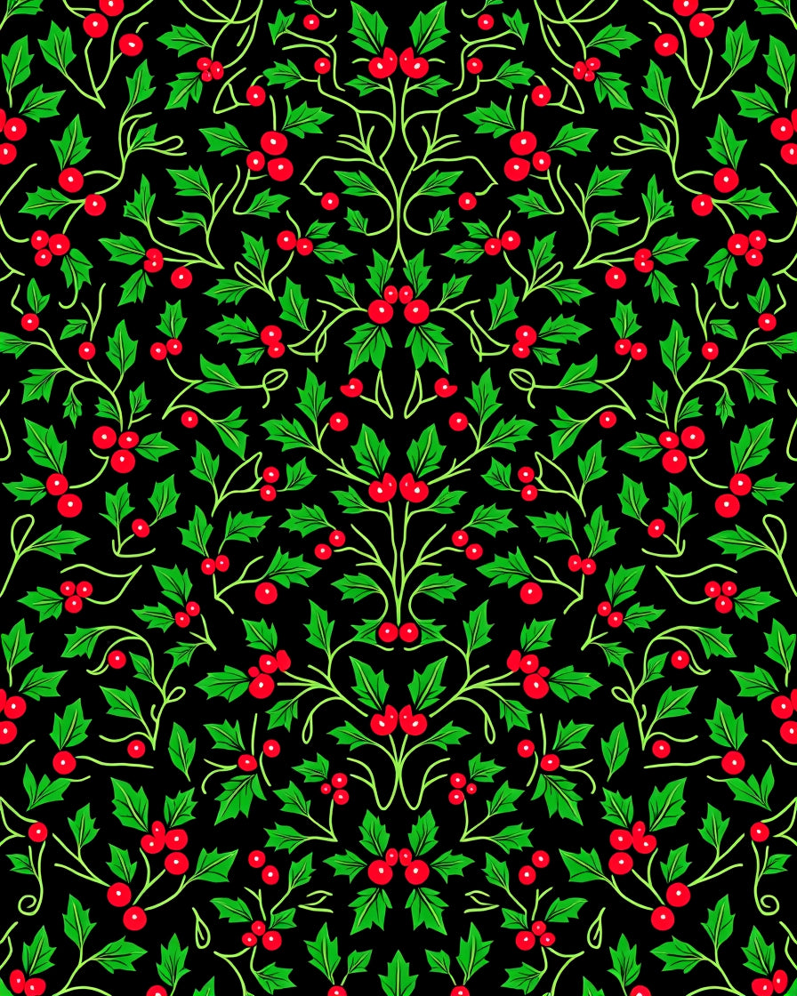 Rich Emerald Holly Berry Garland Rug