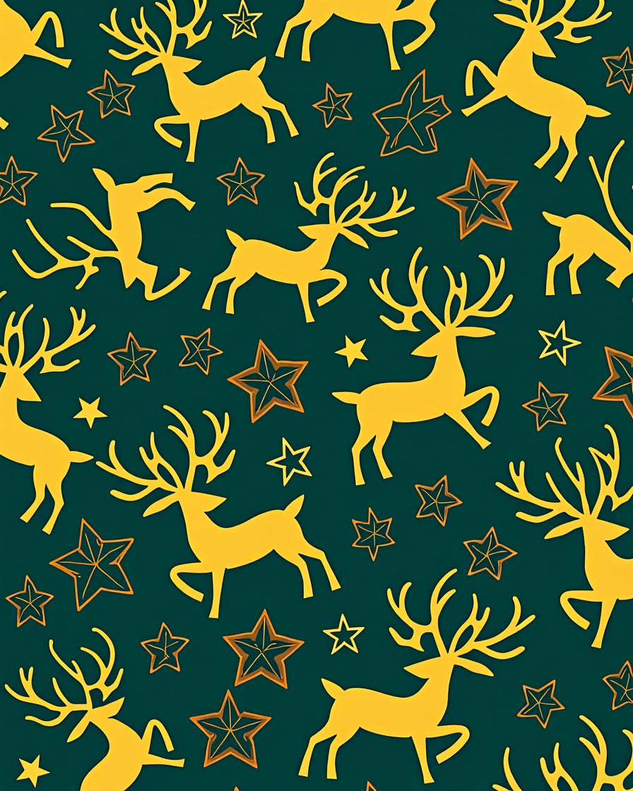 Golden Deer and Stars Forest Rug