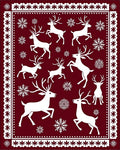 Crimson Deer Snowflake Winter Border Rug