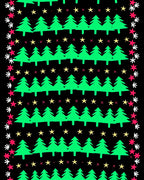 Festive Green Christmas Tree Starry Night Rug