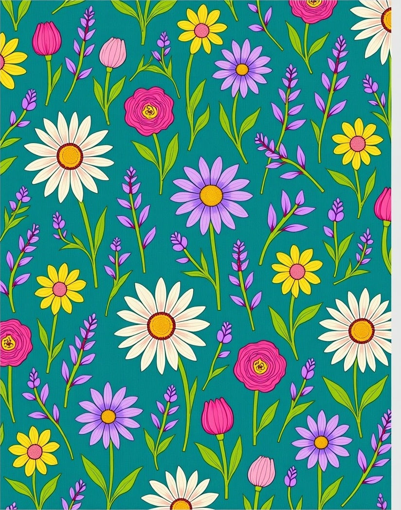 Whimsical Floral Garden Teal Rug