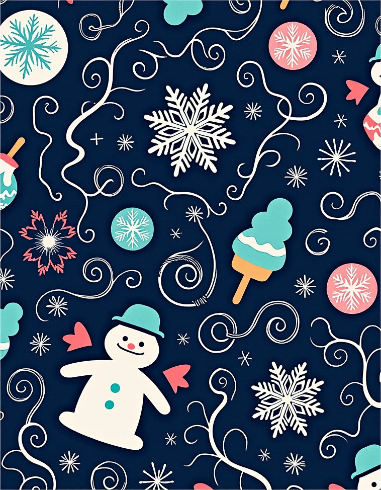Whimsical Snowman Snowflake Swirls Rug