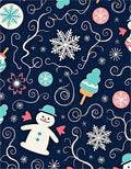 Whimsical Snowman Snowflake Swirls Rug