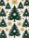 Forest Green Christmas Trees Snowflakes Design Rug