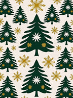 Forest Green Christmas Trees Snowflakes Design Rug
