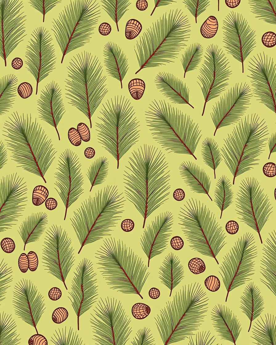 Green Pine Needles and Pinecones Rug