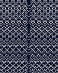 Dark Blue White Interlocking Geometric Lattice Rug