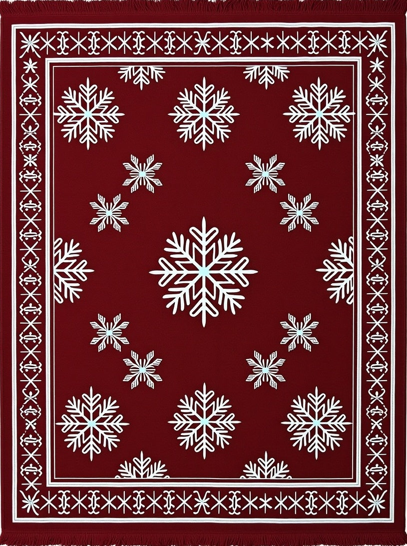 Festive Crimson Snow Flurry Rug