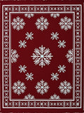 Festive Crimson Snow Flurry Rug