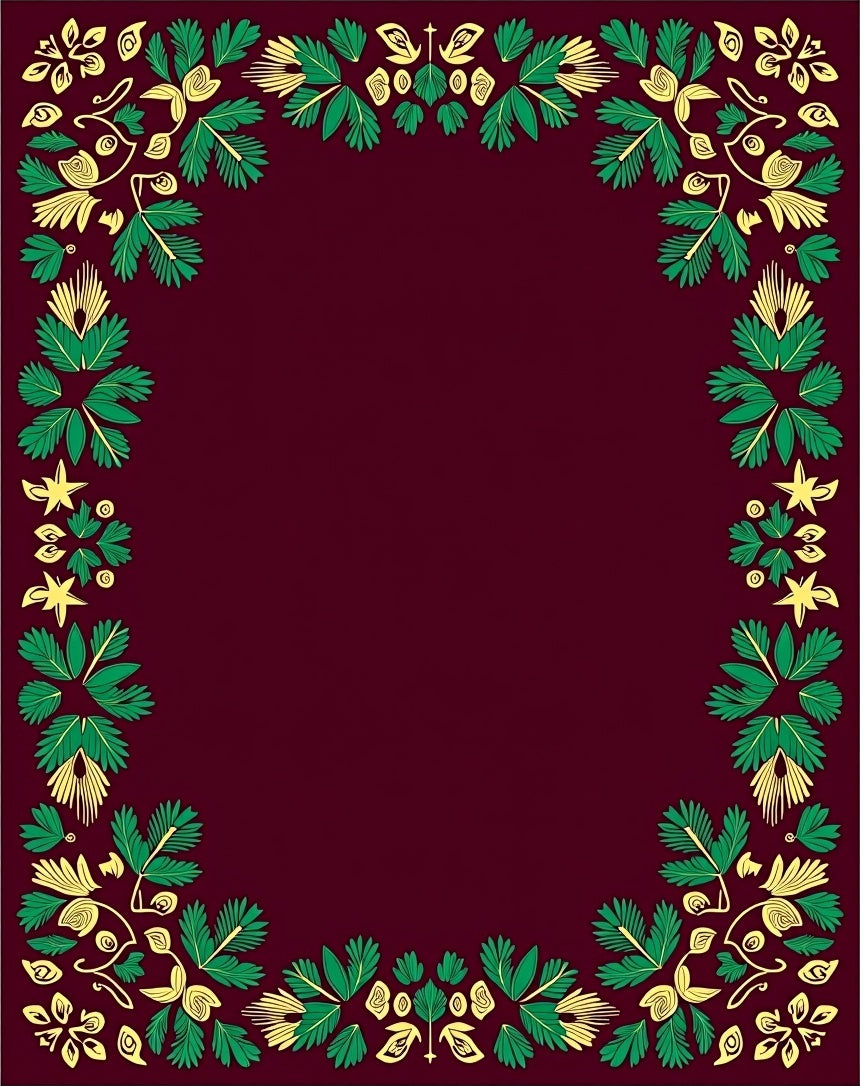 Crimson Garden Green Yellow Border Rug