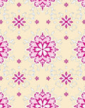Crimson Pink Floral Medallion Cream Rug