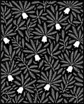 Ornate Black White Bell Branch Rug