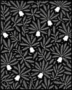 Ornate Black White Bell Branch Rug