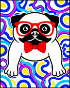 Groovy Pug Red Glasses Bowtie Rug
