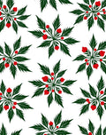 Green Leaf Red Berry Starburst Rug