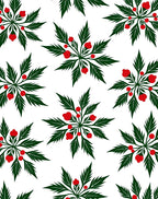 Green Leaf Red Berry Starburst Rug