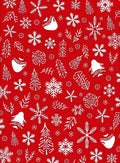 Festive Red White Winter Snowflakes Trees Rug