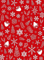 Festive Red White Winter Snowflakes Trees Rug