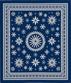 Deep Blue Winter Snowflake Medallion Rug
