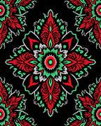 Vibrant Scarlet Jade Mandala Tile Rug
