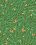 Emerald Green Citrus Branch Foliage Rug