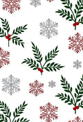 Festive Green Holly Red Berries Snowflakes Rug