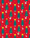 Holiday Festive Green Trees Repeating Red Rug