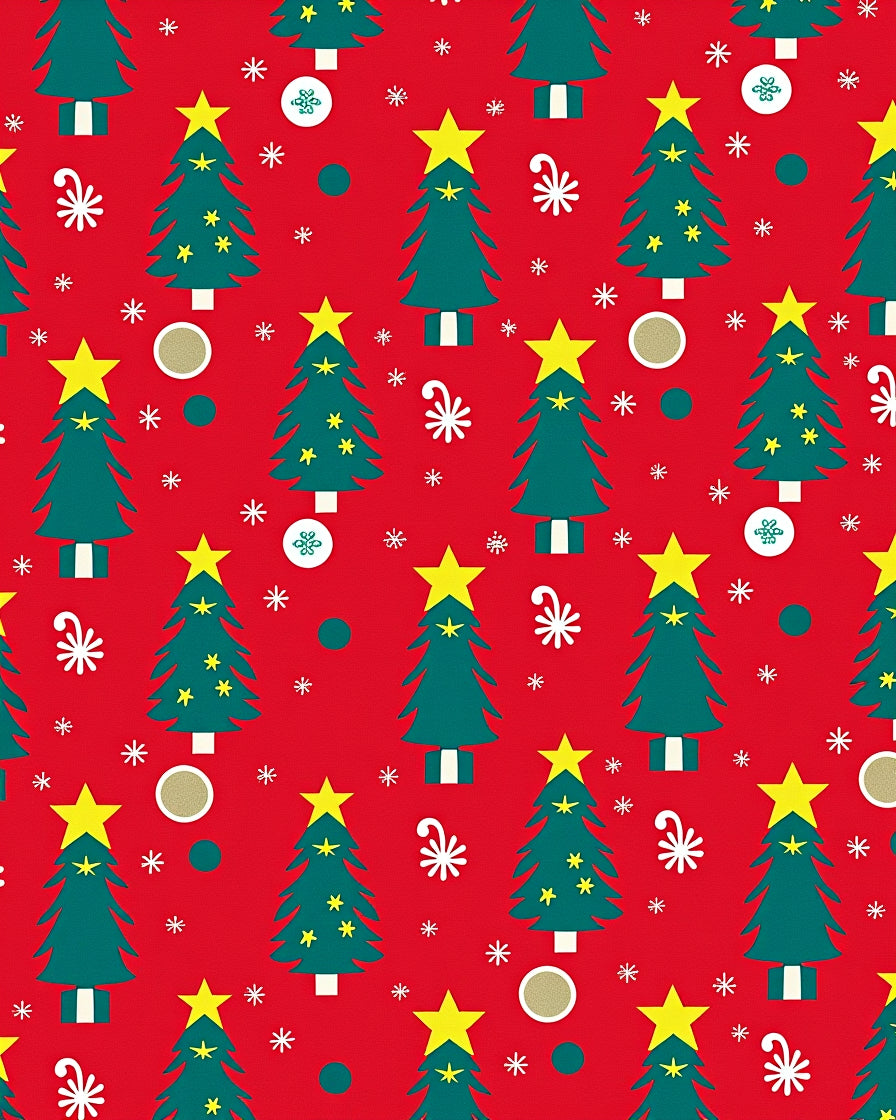 Holiday Festive Green Trees Repeating Red Rug