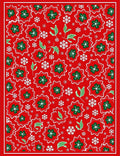 Festive Red Green Floral Snowflakes Rug