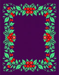 Vibrant Red Berry Floral Border Rug