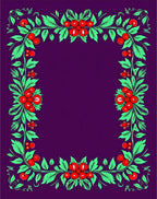 Vibrant Red Berry Floral Border Rug