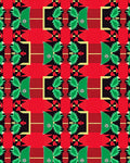 Vibrant Red Black Green Geometric Foliage Rug