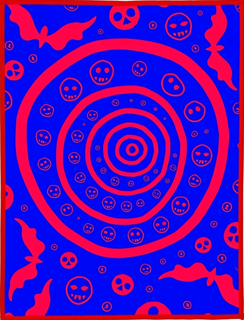 Crimson Skull Swirl Bat Rug