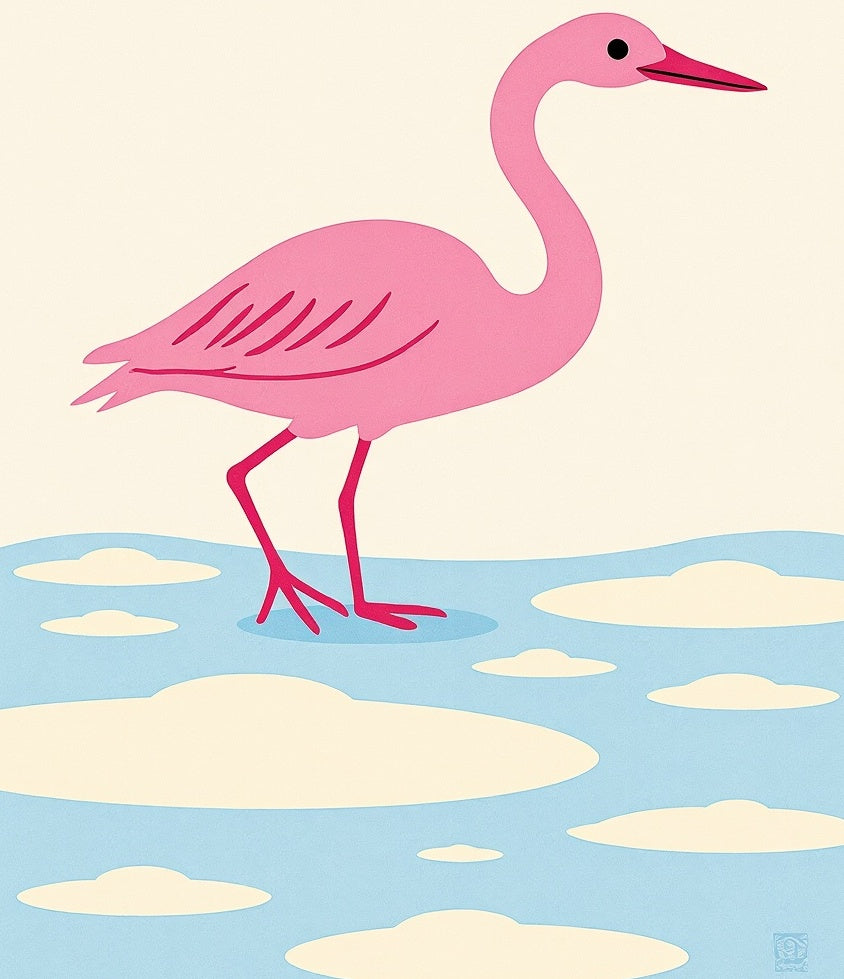 Pink Flamingo Abstract Water Clouds Rug