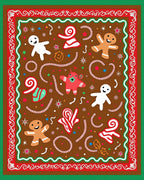 Whimsical Gingerbread Candy Cane Holiday Rug