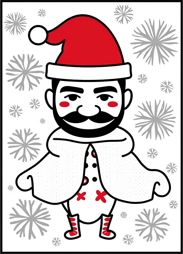 Festive Red Santa Claus Snowflakes Rug