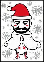 Festive Red Santa Claus Snowflakes Rug