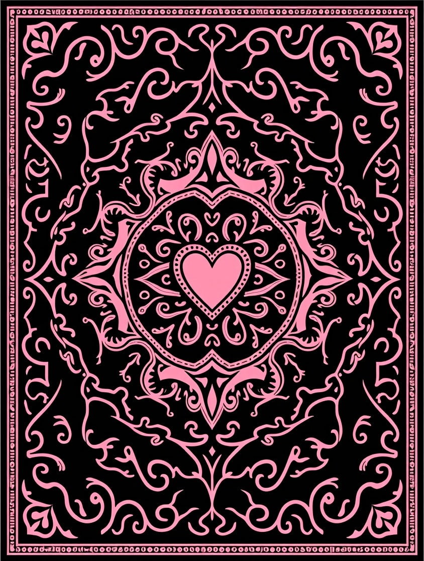 Pink Baroque Heart Mandala Rug