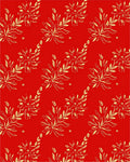 Crimson Red Golden Floral Branch Arrangement Rug