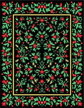 Crimson Floral Garden Black Rug