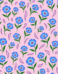 Pink Blue Floral Garden Scatter Rug