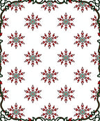 Red Green Snowflake Cluster Border Rug